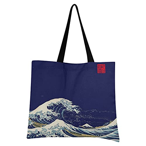 Mnsruu Japanische Kanagawa Surfende Welle Einkaufstasche Faltbar Groß Wiederverwendbare Einkausbeutel Einkaufstaschen mit Beutel Einkaufstüte für Gemüse Obst