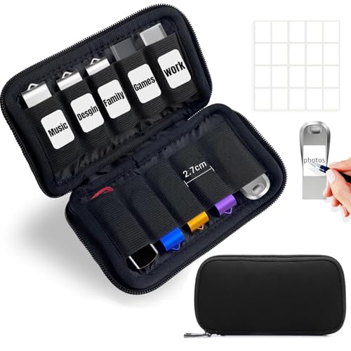 TATMOHIK Aufbewahrung Tasche für USB Sticks Tasche Klein USB Speicherstick Organizer Schwarz Aufbewahrungbox Case für 10 Stück USB Speicher/USB-Flash-Laufwerk/USB Drive