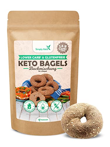 Simply Keto Lower Carb* Bagel Backmischung - Keto Backmix für 6 Bagels - Einfache & schnelle Zubereitung - Perfekt für Lower Carb* & ketogene Ernährung - Laktose- & Glutenfrei - 335g