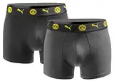 PUMA Herren Boxershort BVB Borussia Dortmund 2er Pack - Black Yellow Gr.M