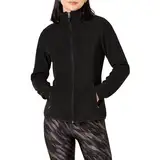 Amazon Essentials Damen Weiche Polarfleece-Jacke mit durchgehendem Reißverschluss in klassischer Passform (erhältlich in Übergrößen), Schwarz, L