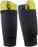 Dokpav Soccer Shin Guard Socken mit Tasche Ärme, Fußball Ausrüstung mit Taschen Kompressionswade Ärm -（Keine Kunststoff-Platten）-(Erwachsener - schwarz)