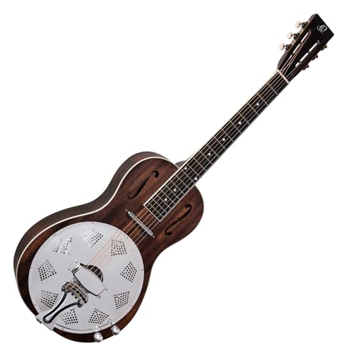 Ortega Guitars Vintage Resonator Gitarre – Americana Series – Elektro-akustisch mit Lipstick Pickup – Mahagoniholz mit Distressed Whiskey Burst Finish (RRG30E-WB)