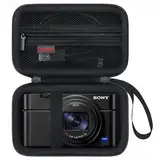 Elonbo Kamera Tragetasche für Sony RX100 VII/RX100 VI/RX100 V/RX100 IV/RX100 III Kompakte Digitalkamera, Vlogging Kamera Reisetasche, Video Streaming Kamera Aufbewahrungshalter. Schwarz