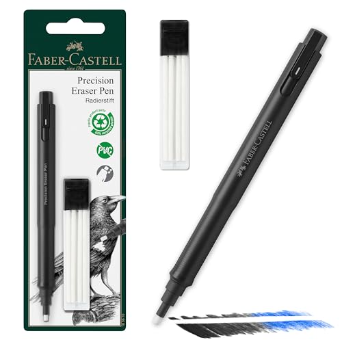 FABER-CASTELL 185610 - Radiergummi Stift Precision Eraser Pen, inklusive Nachfüllradierer, für Profis und Hobbykünstler