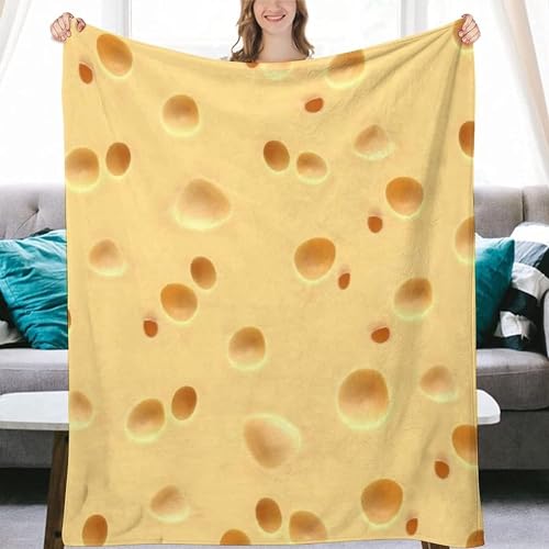 Kuscheldecke Flauschig 100x135 Käse 3D Decke Niedlich Flanell Fleecedecke Weich und Warme Wohndecken Kuscheldecken Sofa Bett Überwurfdecke Sofadecke Couch Blanket 932Y