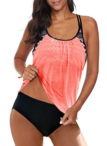 BLENCOT Damen Tankini Sets Bauchweg Zweiteiler Badeanzug Zweiteiliger Bademode mit Shorts