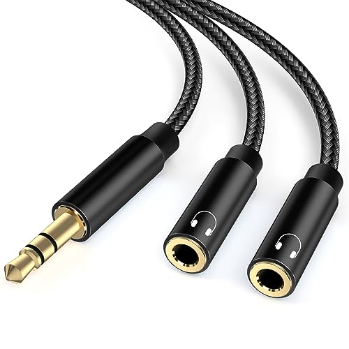 lalasis Audio Splitter Klinke Y Aux Adapter, 3.5mm Stecker auf Buchse Headset Stereo Aux Splitter Kabel kopfhörer doppelstecker für Laptop,Tablet,Smartphone,Samsung,Lautsprecher,PC,Live usw Schwarz