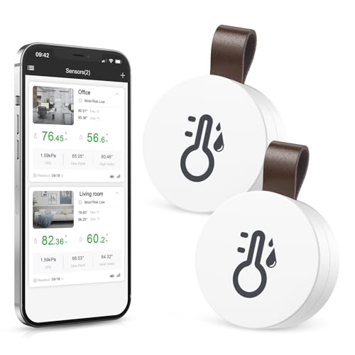 Brifit Mini Thermometer Hygrometer, Bluetooth Thermometer Hygrometer mit APP & Datenspeicherung, Digital Temperatur Feuchtigkeitssensor für Haus, Büro, Gewächshaus, Weinkeller, 2 Pack