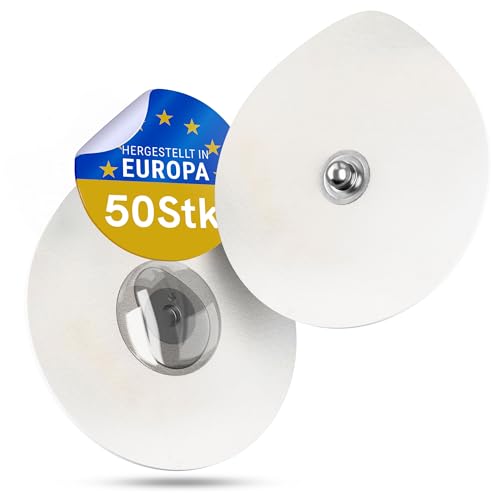 EKG Elektroden Pads – Hochwertige Festgel Klebeelektroden – Durchmesser ca. 43 mm, 50 Stück Erstklassige Signalübertragung, optimale Haftung & Hautkontakt, Latex- & PVC‑frei – Geprüfte Qualität aus EU