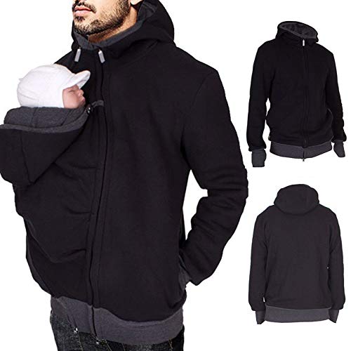 Mymyguoe Dad Schwanger Kapuzenpullover Babytragen Wickeloberteil Beruhigen Känguru Hoodie Babytrage Männer Pullover Winter Warme Babytrage Mantel Softshell Umstandsmode Fleecejacke Mit Kapuze