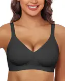 HORISUN Kabelloser BH, Bralette für Damen, 3D-Unterstützung, ohne Bügel, Komfort, Nahtloser Dekolleté-BH (Schwarz 2XL)