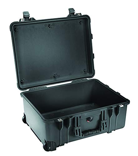 PELI 1560 Langer Schutzkoffer mit Rollen, IP67 Wasser- und Staubdicht, 44L Volumen, Ohne Schaum, Schwarz