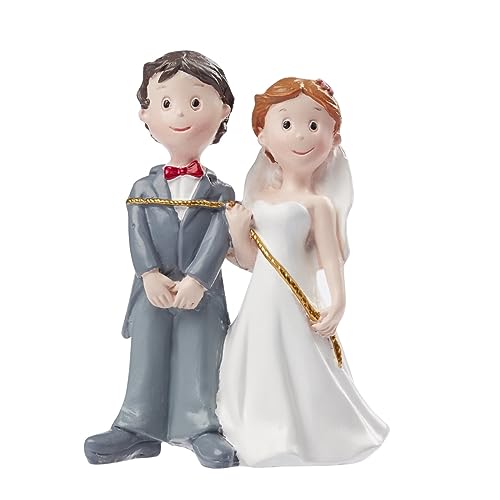 Hobbyfun Hochzeitspaar mit Seil Figur Deko Brautpaar Tortendeko Bräutigam Braut 8 cm