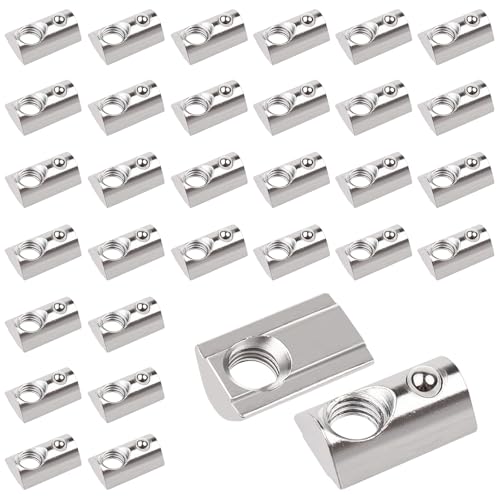 MAJOYLIFE 30 Stück Nutensteine M6 mit kugel,Gleitmutter mit Federkugel,Nut 8 T Nutsteine Schrauben für 30-Serie Alu Profil