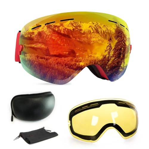 WLZP Skibrille, Snowboardmaske, UV400 und Anti-Beschlag-Maske, doppelt beschichtete Skibrille für Damen und Herren, geeignet für Skifahren, Snowboarden, Eisklettern, Alpin-Skifahren