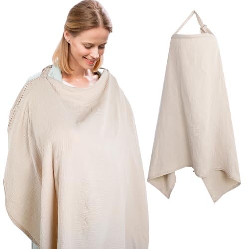 Cozary Stilltuch für Unterwegs, Stillschürze, 76 x 110 cm, Weicher und Atmungsaktiver Stillschal, Baumwolle, Nursing Cover for Breastfeeding Mit Rückenverstellgurt, Verstellbarer Riemen
