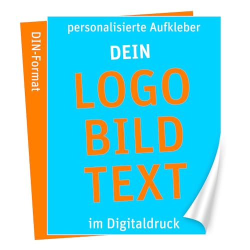 foliado® Dein Logo/Bild/Text als personalisierte Aufkleber Digitaldruck selbst gestalten mit deinem Design Sticker Firmenlogo, Vereine, Bands DIN Größen | wasserfest | UV-beständig | APD071