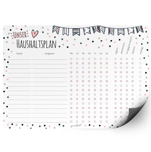Haushaltsplan Konfetti Design I mit magnetischer Rückseite I DIN A4 I Whiteboard Putzplan abwischbar I To-Do-Liste für den Haushalt Familie WG I dv935