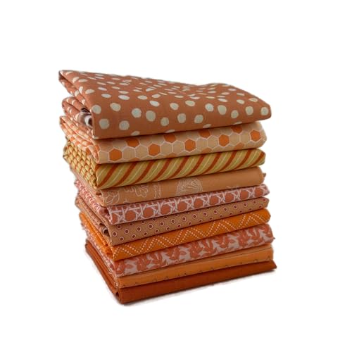 Orange Fat Quarter Bundle (10 Stück) – gemischte Designer – Southern Stoff 45,72 cm x 53,34 cm Stoffschnitte DIY Quilt Stoff