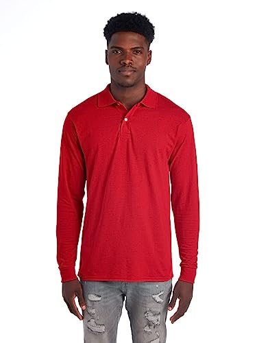 Jerzees Herren Spot Shield Poloshirt, langärmelig Polohemd, Lange Ärmel, Rot, XX-Large