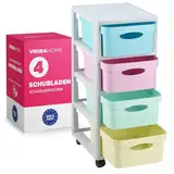 Schubladenschrank Kunststoff Schubladen Plastik Rollwagen mit Rollen Schubladenturm Aufbewahrungsbox Rollcontainer Aufbewahrungsturm Bastelwagen (Multicolor)