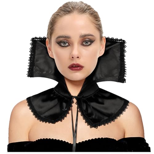 keland Gothic Vampir Kragen Hexe Samt Viktorianisch Halskrause für Damen Halloween (X-Schwarz)