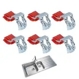 DHWEKU Sink Bogen Befestigungsklammern Sink Bogen Verstellbare Edelstahlspülen Montageklammern Unterbau Spülbecken Clips küchensockel befestigung für ausgussbecken, 50 X 25 X 18mm,6 Stück