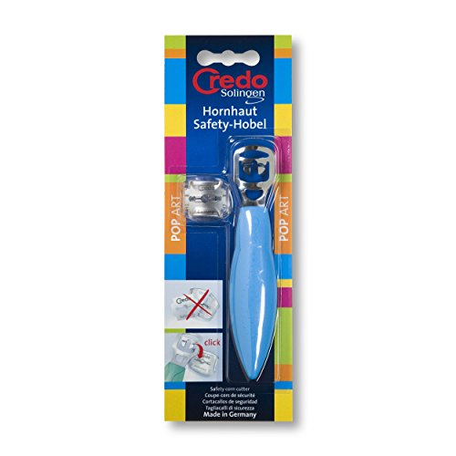 CREDO Hornhaut Safetyhobel POP ART, verchromt, blau