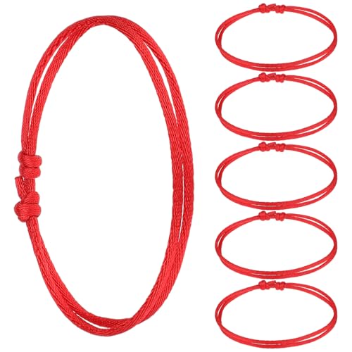 6 Stück Rotes Armband Geflochtenes Schutz Damen Kaballah Rote Schnur Armbänder Verstellbare Handgefertigte Glücksarmband Damen Knotenseil Armband Seil für Unisex Erwachsene