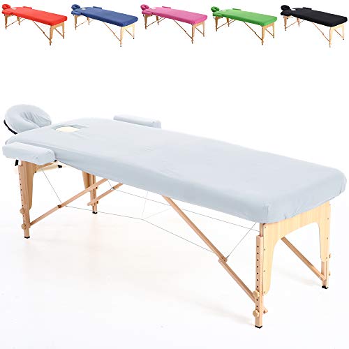 Beltom SPANNBEZUG AUS Baumwolle FÜR MASSAGELIEGE 195 x 70 cm. MASSAGETISCH MASSAGEBANK ÄRZTEKREPP. - Weiß