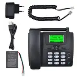 Lychee Simkarte GSM Tischtelefon - Hände frei,SMS,Großes Display mit Hintergrundbeleuchtung, Radiofunktion - Telefon für Hause oder Büro (Schwarz 01)