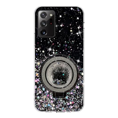 Rnrieyta Miagon Treibsand Ständer Hülle Glitzer für Samsung Galaxy Note 20,Cute Dünn Crystal Schutzhülle Weiches Bling Transparent Case Bumper mit Flüssig Halter Kickständer