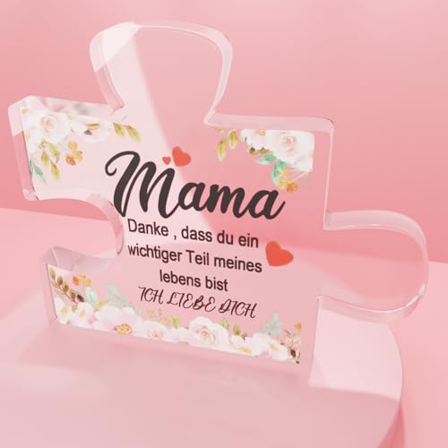 Muttertagsgeschenk, Geschenke für Mama, Wird mit einem 1,2 m langen Geschenkband geliefert, Mama Geburtstagsgeschenk-Gravierte Acryl Block Puzzle-Mama Geschenk, für Geburtstag/Muttertag/Christmas