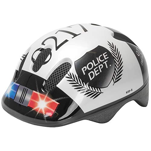 M-Wave Kinder Fahrradhelm POLICE, Weiß (Weiß/Schwarz), 52-57 cm