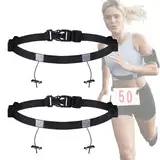 LICHUANUK Startnummernband [2 Stück] Running Belt Laufgürtel Nummerngurt elastisch Startnummergürtel mit verschiebbaren Kordellaschen Start-Nummern-Gurt