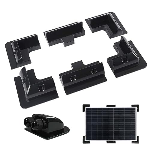 BEAHING Solarpanel Montageklammern, Solarpanelhalterungen 7pcs Kunststoff-Solarpanel Montagehalterungen weiße Bohrfreie Solar-Fixierklammern mit Solarkabel-Eingangsdrüse für Dächer, Schwarz, Schwarz