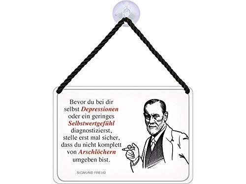 Blechwarenfabrik Braunschweig Kultschild Sigmund Freud aus Blech Mehrfarbig, Maße: 16,5cm x 11,5cm x 0,6cm, KH058