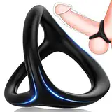 Mecofy Dreieckiger Penisringe, Premium Dehnbarer Silikon Penisring für Sex Männer, Pleasure Ring mit Hodensack-Ring Gürtel, Erotik Sexspielzeuge für Männer Paare, Schwarz