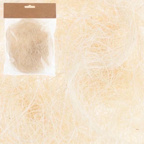 SISAL HEU Faser BEIGE DEKORATIVE Weihnachten 10G Paket Sisalgras zum Basteln, Feenhaar, Sisalhaar,Flachshaar,Bastelmaterial,Naturmaterial, Füllmaterial