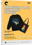 Hiipoo Heat Transfer Paper 8.5x11 inch Iron-on Transfer Paper for T-shirt 20 Sheets Printable and Washable Dark Transfer Paper for Inkjet Printer