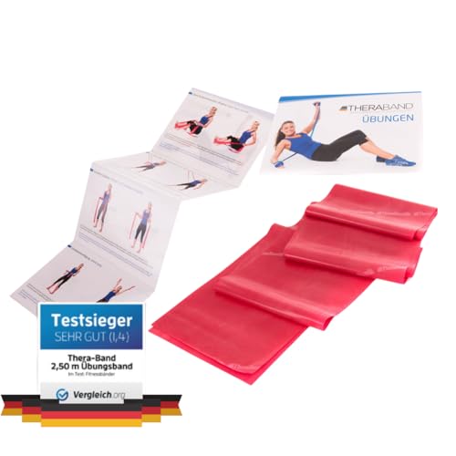 TheraBand Original Fitnessband – 2,5m Resistance Band für Ganzkörpertraining, Kraft & Flexibilität – Ideal für Physiotherapie, Fitness & Sport (Rot)