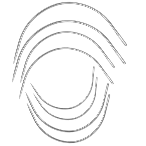 8Stk Gebogene Nähnadeln,Leder-Nähnadeln,Polster-Webnadeln,C-Typ-Nadeln,Gebogene Nadeln Dünn,Perücke C Gebogene Nadeln,Leder Nähen Nadeln,Rund Leder Sattlernadel,für Teppich Leder Leinwand Reparatur