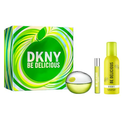 DKNY Be Delicious Damen Geschenkset - Eau de Parfum 100ml, Reisegröße 15ml, Duschmousee 150ml - Grün-Fruchtiger Duft mit Apfel, Lang Anhaltend