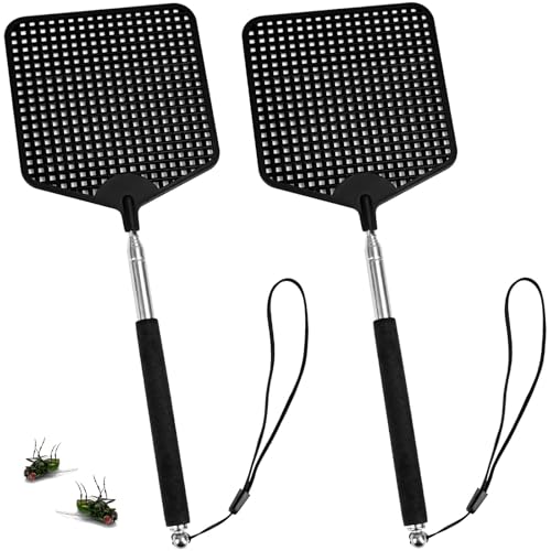 NISENTIA Fliegenklatsche Ausziehbar | 2 Stück Fly Swatter, Teleskop Fliegenklatsche Stabil, Fliegenklatsche für Abwehren von Fliegen, Wespen, Mücken und Anderen Insekten