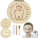 GAROMIA Zahndose Milchzähne Jungen Zahnbox Holz Milchzähne Milchzahndose Jungen Mädchen Zahndose Souvenir Box Milchzahn Aufbewahrungsbox Zähne Zahndose Milchzähne Jungen Kinder Milchzahndose