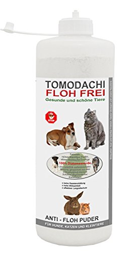 Tomodachi Flohfrei Flohpulver Hund, Kieselgur, Antifloh-Puder gegen Hundeflöhe, Flohmittel für Hunde, natürliche Kieselerde gegen Ungeziefer, AntiFloh Puder, ohne chemische Zusätze, 100g