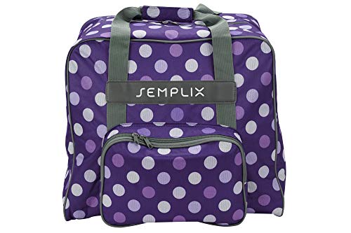 SEMPLIX Overlocktasche/Coverlocktasche Polka Dots, Groß, Stabil, für Transport/Aufbewahrung Aller gängiger Maschinen, Lila/Flieder 44x38x33 cm