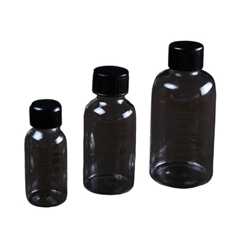 Glasflaschen-Set, Laborkalibrierte Serumflasche aus Glas oder Reagenzflasche aus Duran-Glas mit graduiertem Schraubverschluss(50mL 5pcs)