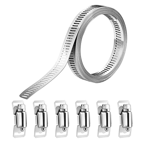 hannger Band Schlauchschellen Kit, 2,5m Edelstahl große Rohrschelle Riemenschellen & 6PCS verstellbare Schraube Befestigungen, Deal für Tank | Haus Gas Rohr | Wasser Rohr | Automobil-Tubing | Kühler
